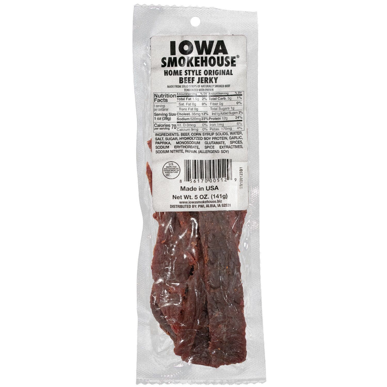 Iowa Smokehouse Home Style Original Beef Jerky, 5-Oz