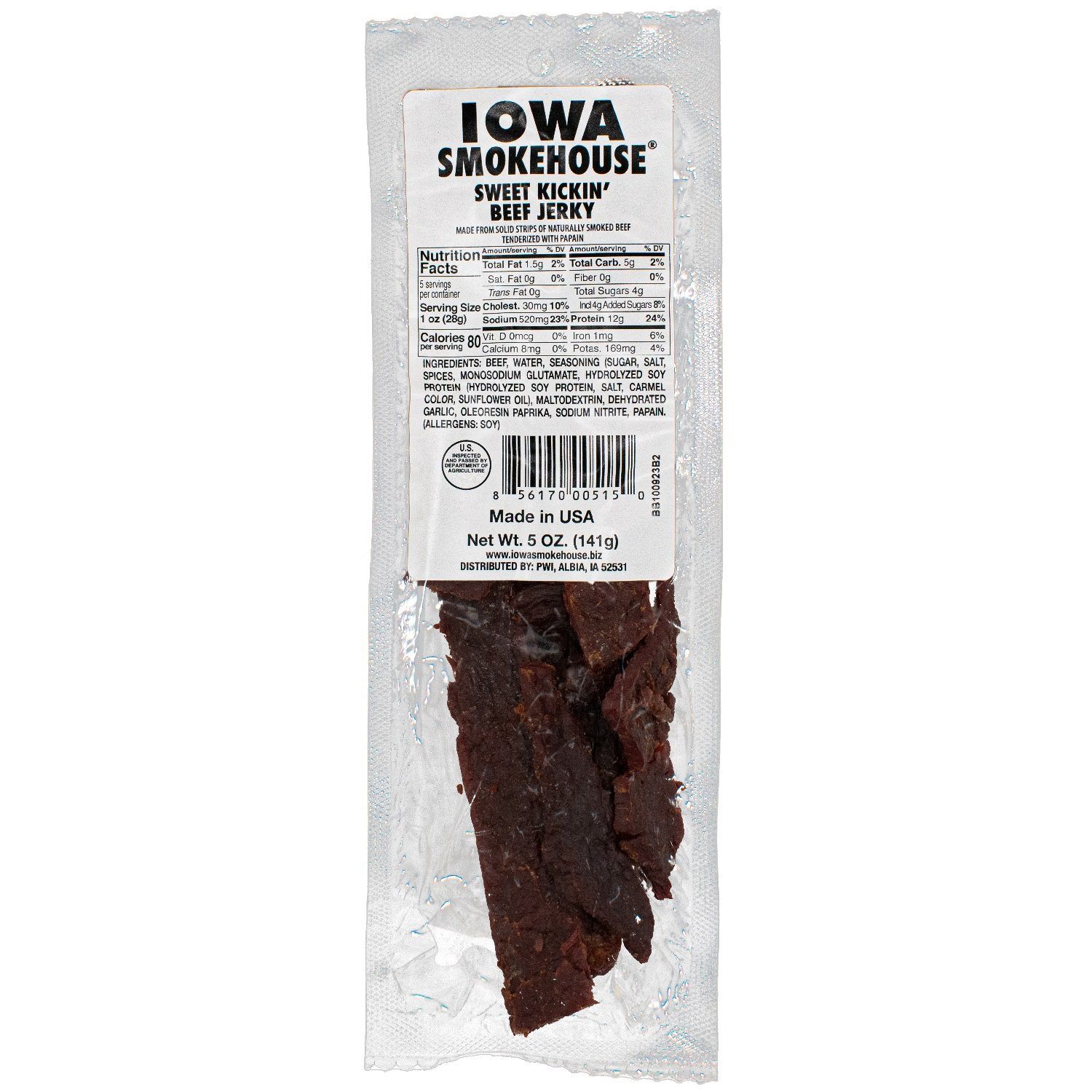 Iowa Smokehouse Sweet Kickin Beef Jerky, 5-Oz