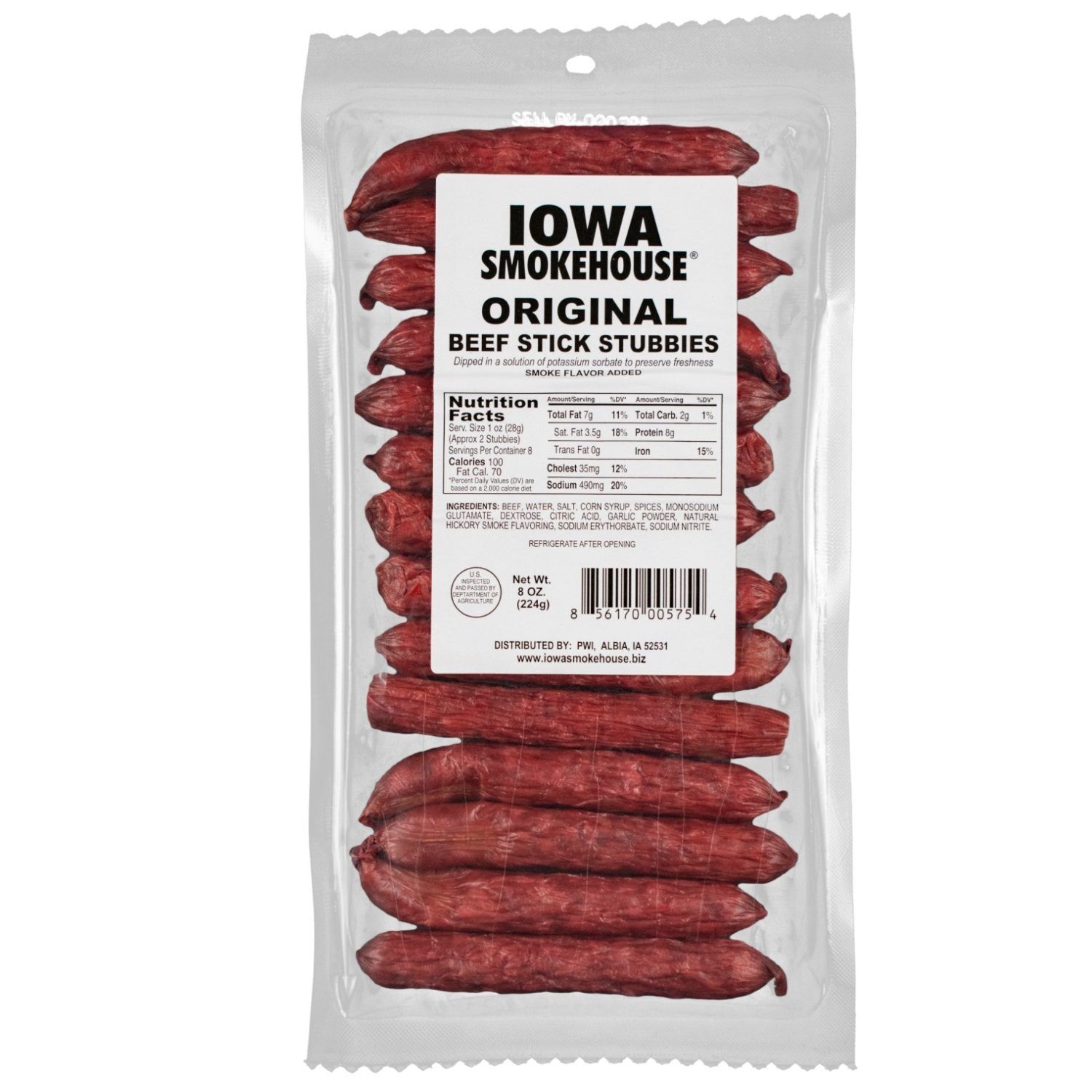 Iowa Smokehouse Beef Stick Stubbies Original, 8 Oz