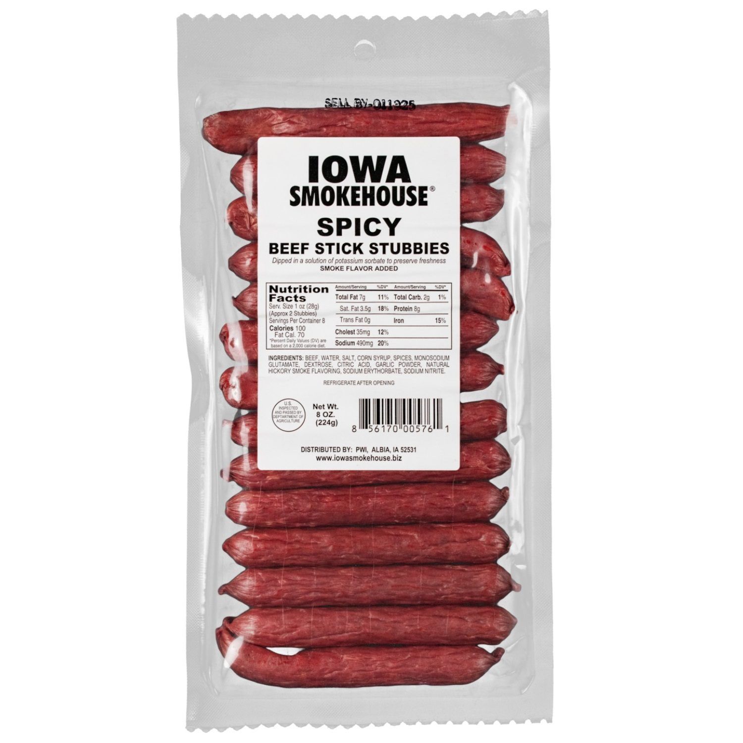 Iowa Smokehouse Spicy Beef Stick Stubbies, 8-Oz