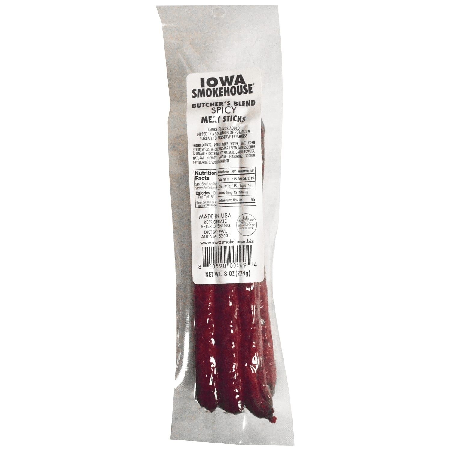 Iowa Smokehouse Spicy Butcher's Blend Meat Sticks, 8-Oz