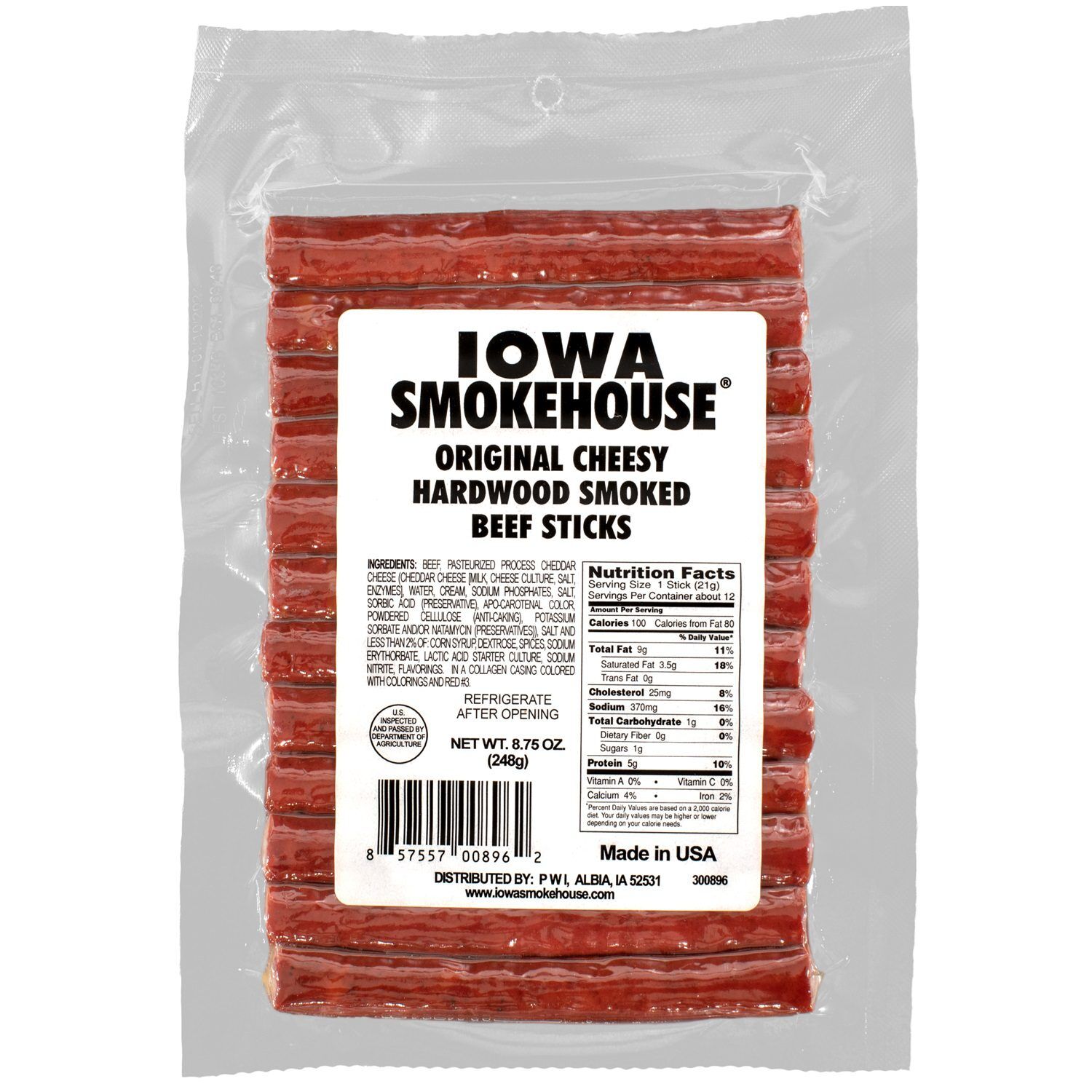 Iowa Smokehouse Original Cheesy Hardwood Smoked Beef Sticks, 8.75-Oz