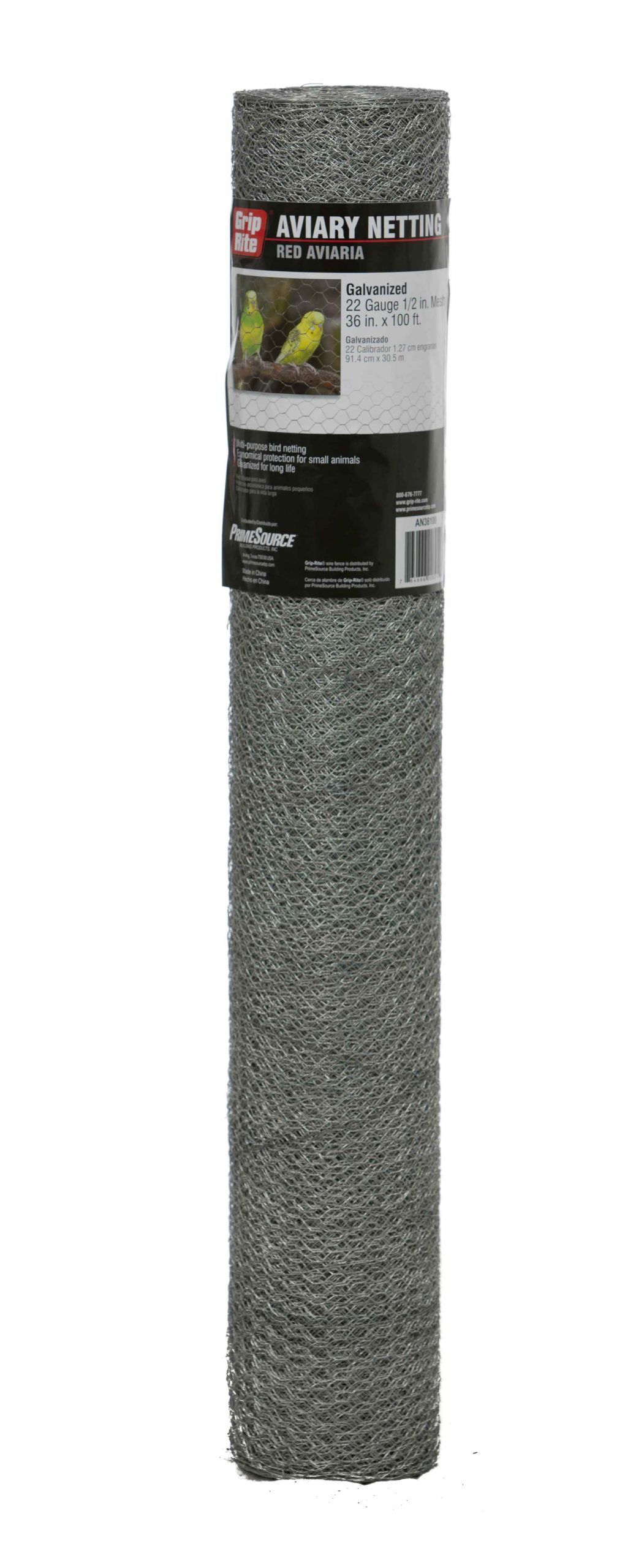 Grip-Rite Galvanized 22 Gauge Aviary Netting, 1/2-In X 36-In X 25-Ft