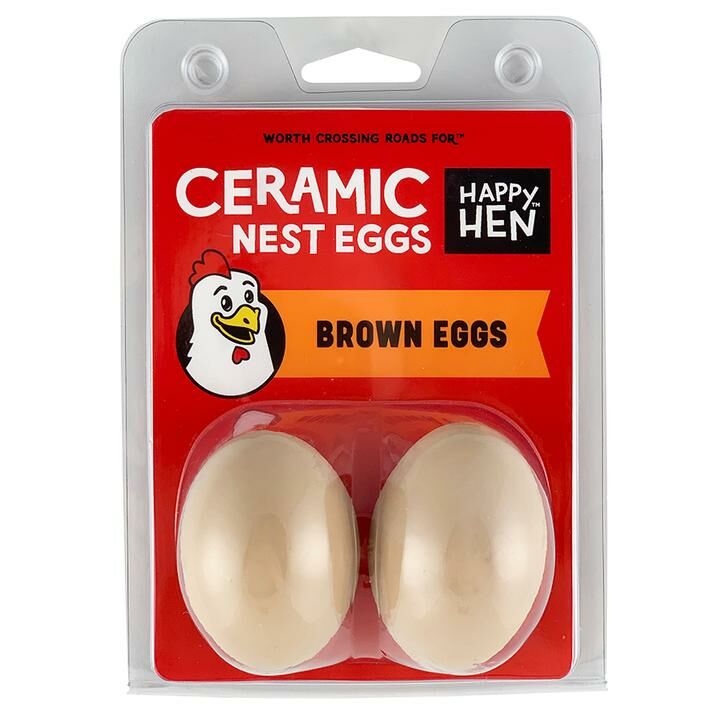 Happy Hen Brown Ceramic Nest Eggs, 2-Pk