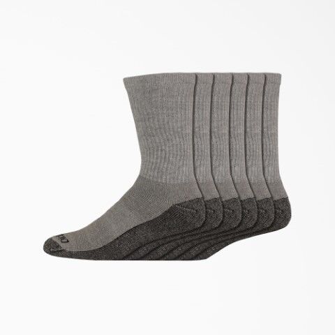 Dickies Men's Moisture Control Crew Work Socks 6-Pk in Grey 