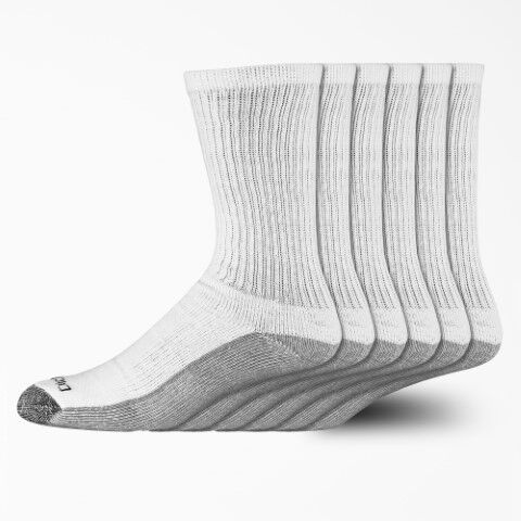Dickies Men's Moisture Control Crew Work Socks 6-Pk in White 