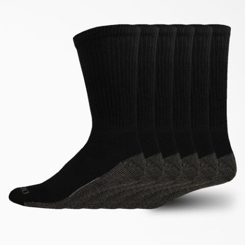 Dickies Men's Moisture Control Crew Work Socks 6-Pk in Black