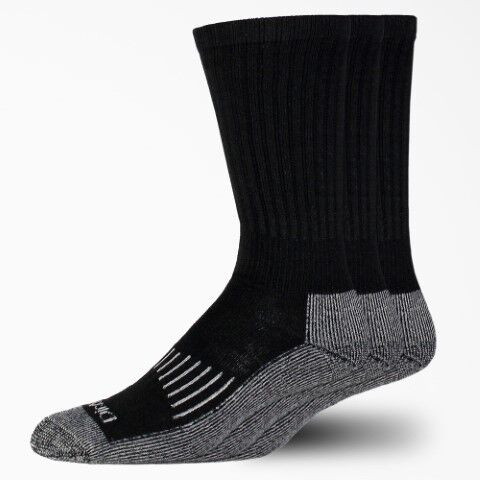 Dickies Men's Heavyweight Crew Socks 3-Pk in Black