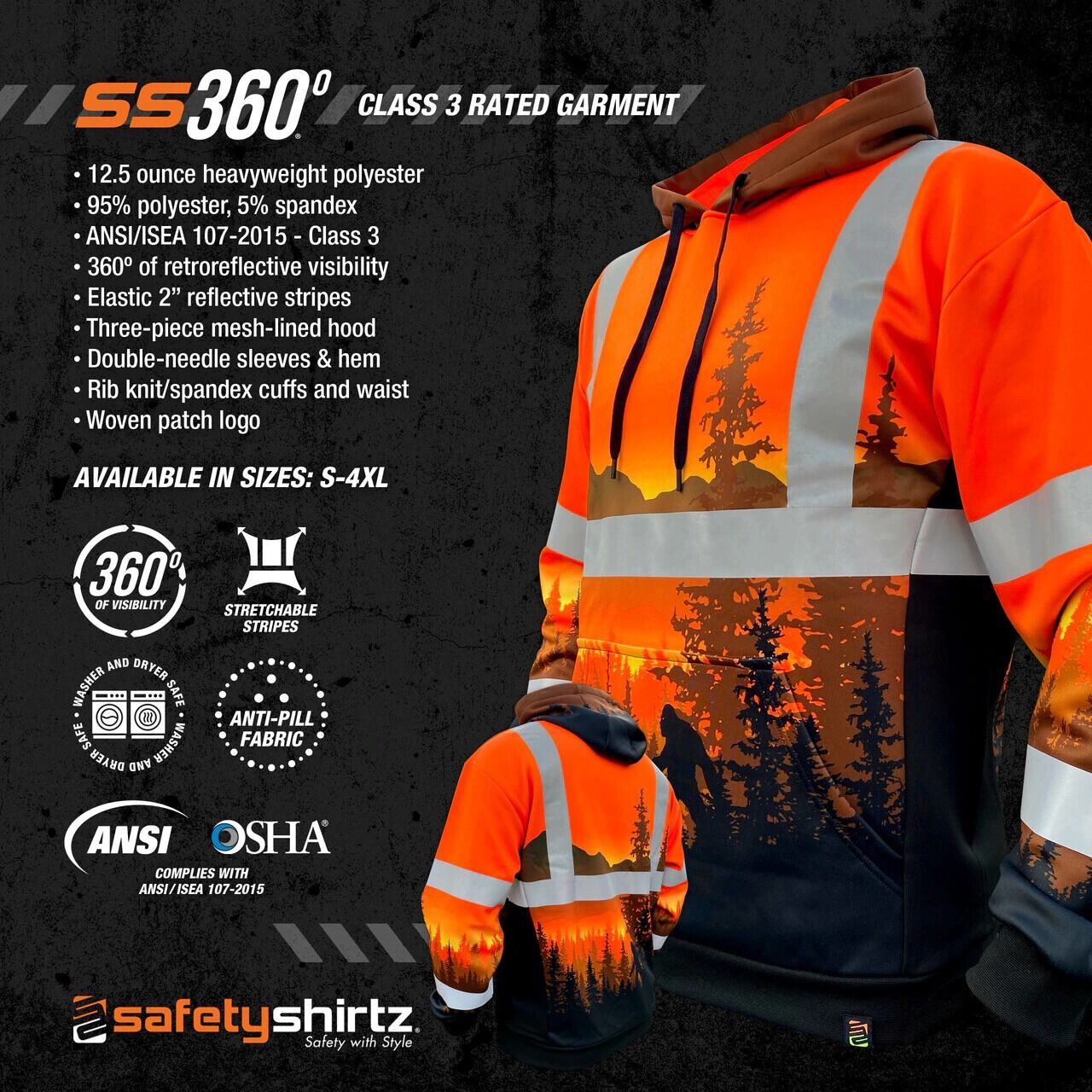 SS360º ANSI Class 3 Wildland Sasquatch Safety Hoodie
