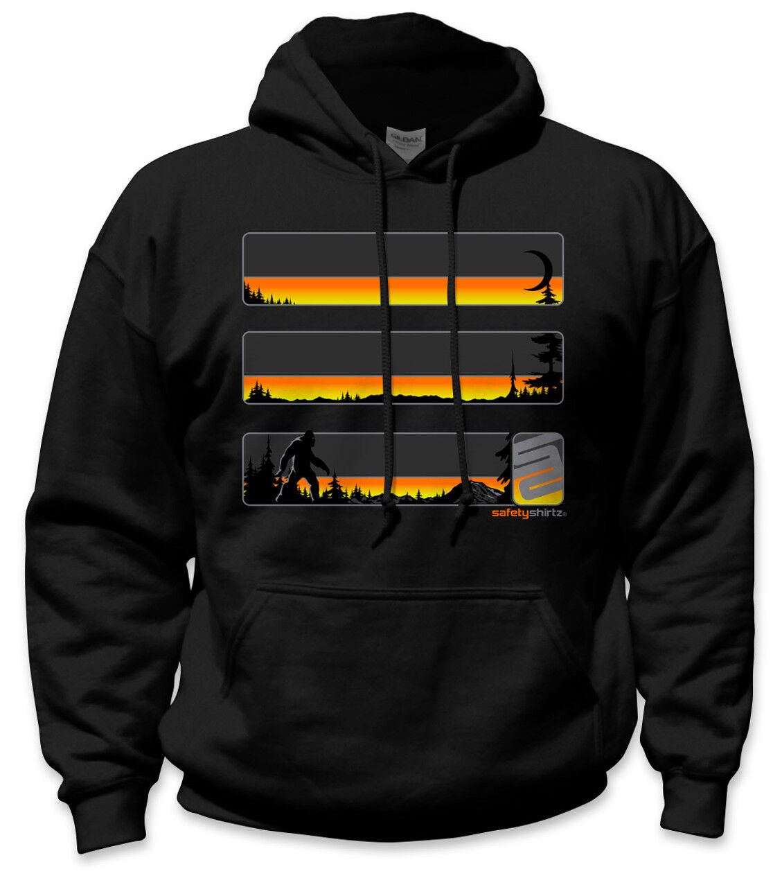 SafetyShirtz Men's Sasquatch Stealth Hi-Vis Safety Stripe Hoodie in Black