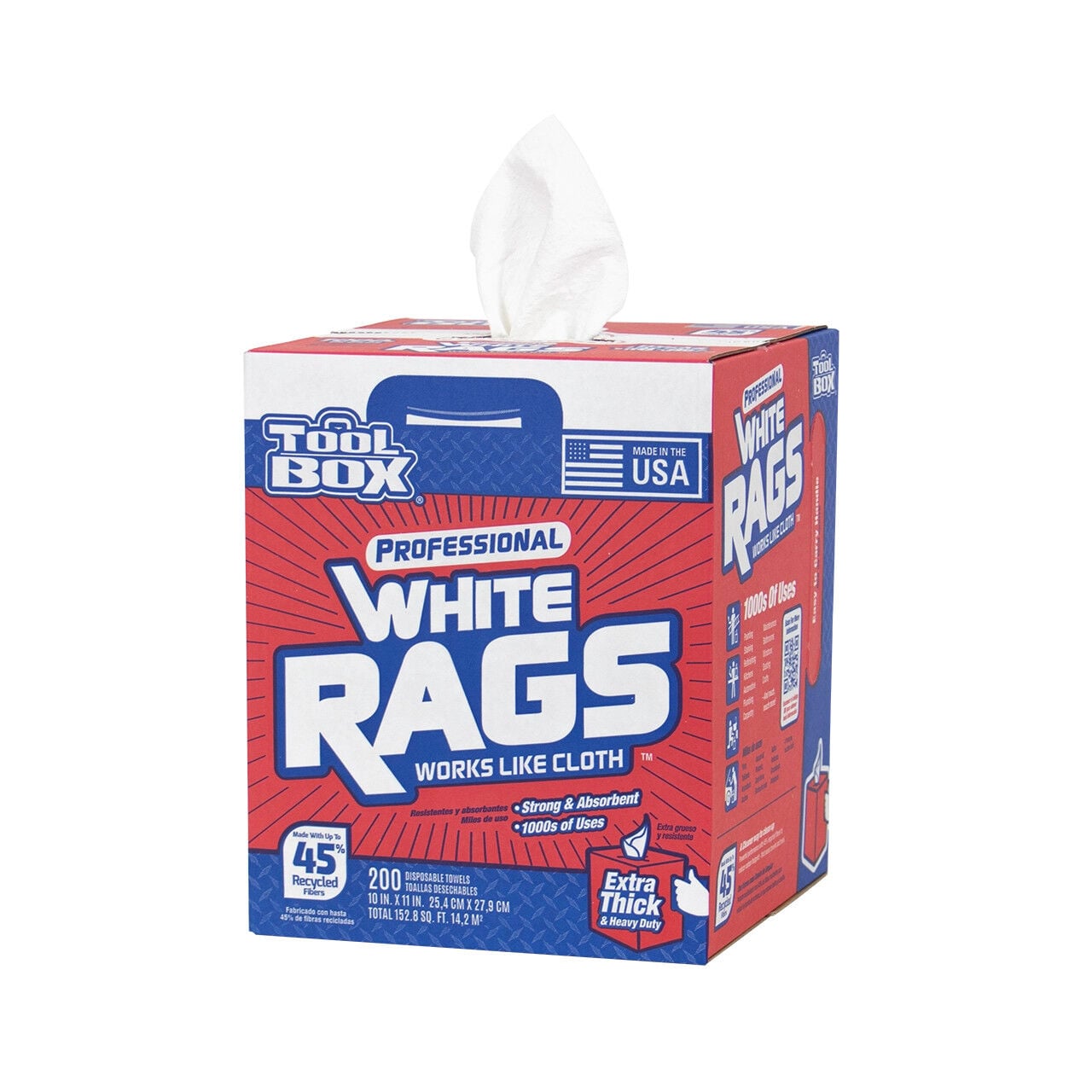 Tool Box White Z400 Center-Pull Shop Towels, 200-Ct