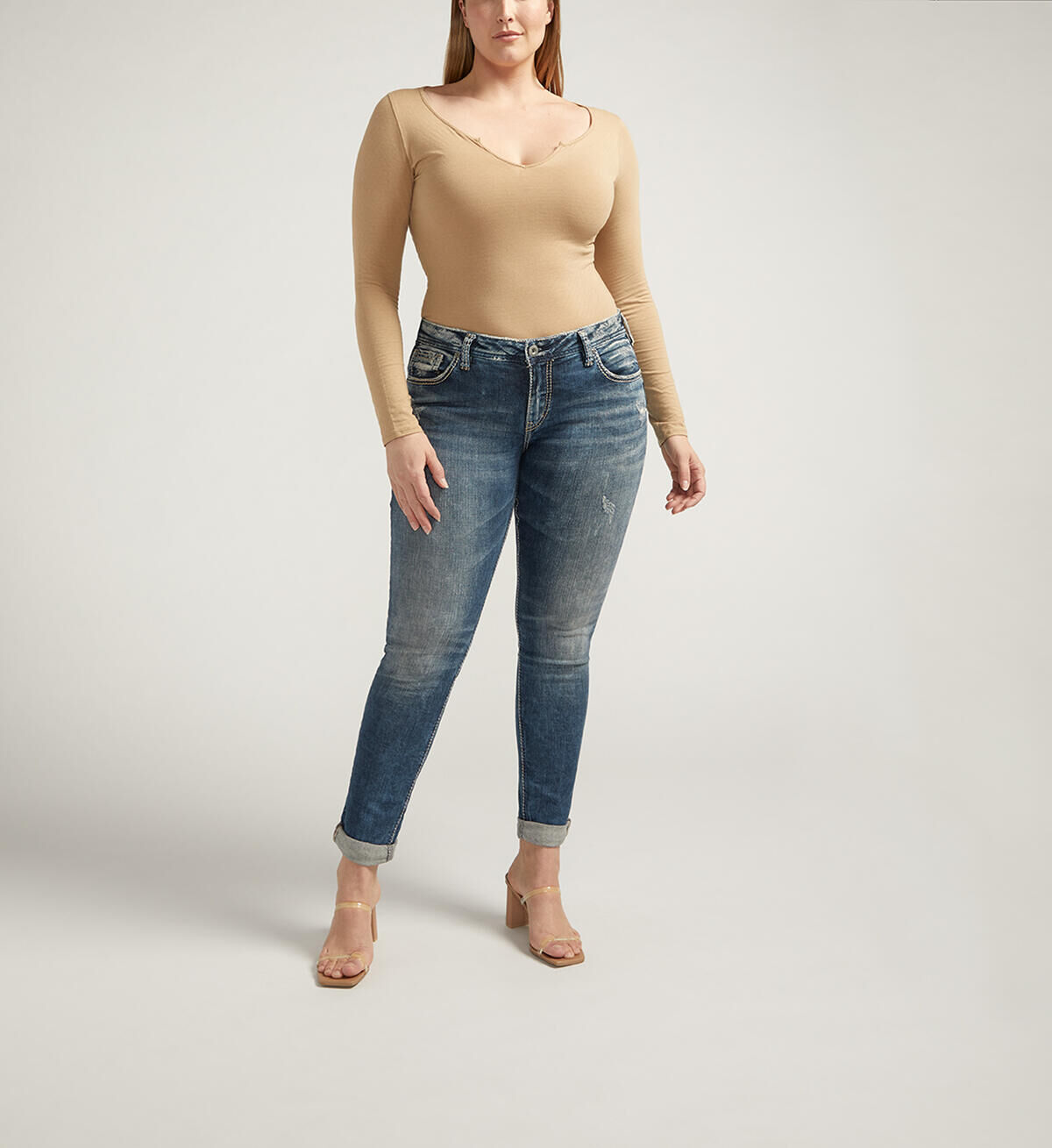 Silver Jeans Co. Women's Girlfriend Mid Rise Skinny Leg Jeans