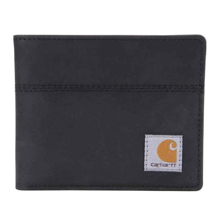 Carhartt Men's Saddle Leather Bifold Wallet in Black