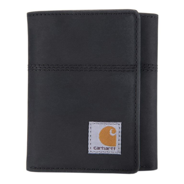 Carhartt Men's Saddle Leather Trifold Wallet in Black