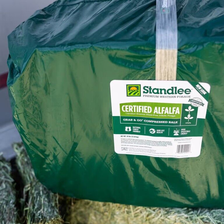Standlee Premium Western Forage Certified Alfalfa Grab & Go Compressed Hay Bale, 50-Lb