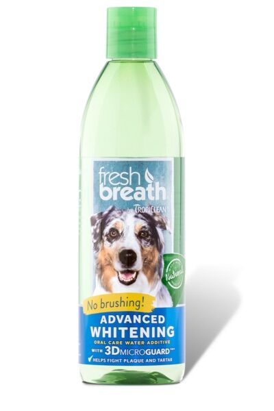 TropiClean Fresh Breath Advanced Whitening Dental Health Solution for Dogs, 16-Oz