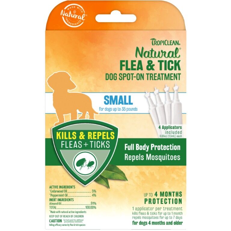 TropiClean Natural* Flea & Tick Spot-On Treatment For Small Dogs Up To 35-Lbs