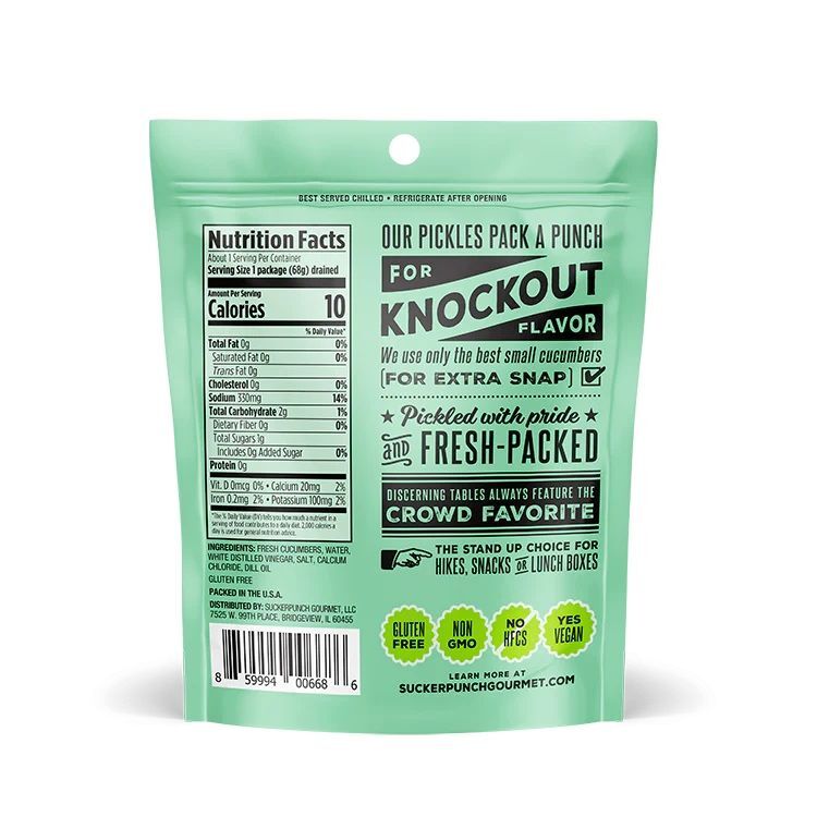 SuckerPunch Pickles Classic Dill Snack Pack, 12-Pk