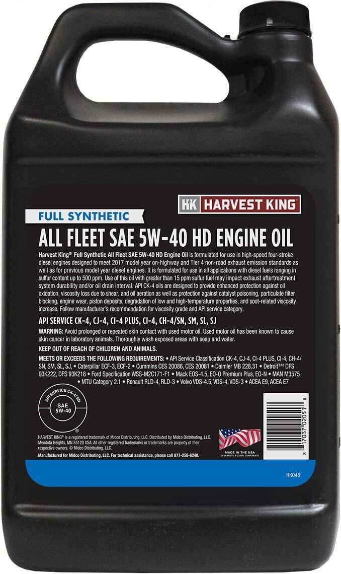 Harvest King Full Synthetic All Fleet SAE 5W-40 HD Engine Oil, 1-Gal