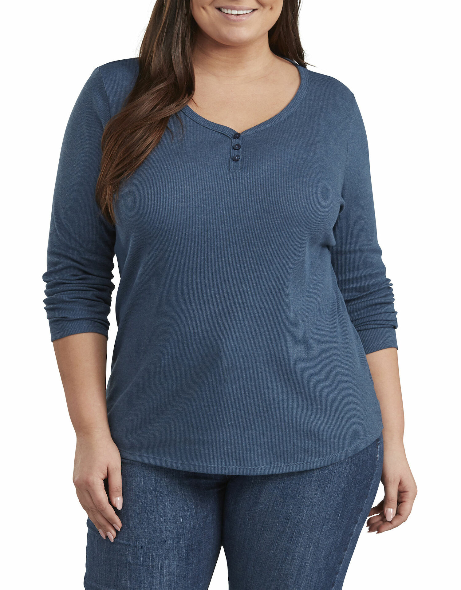 Women's Plus Size Long Sleeve Henley Shirt