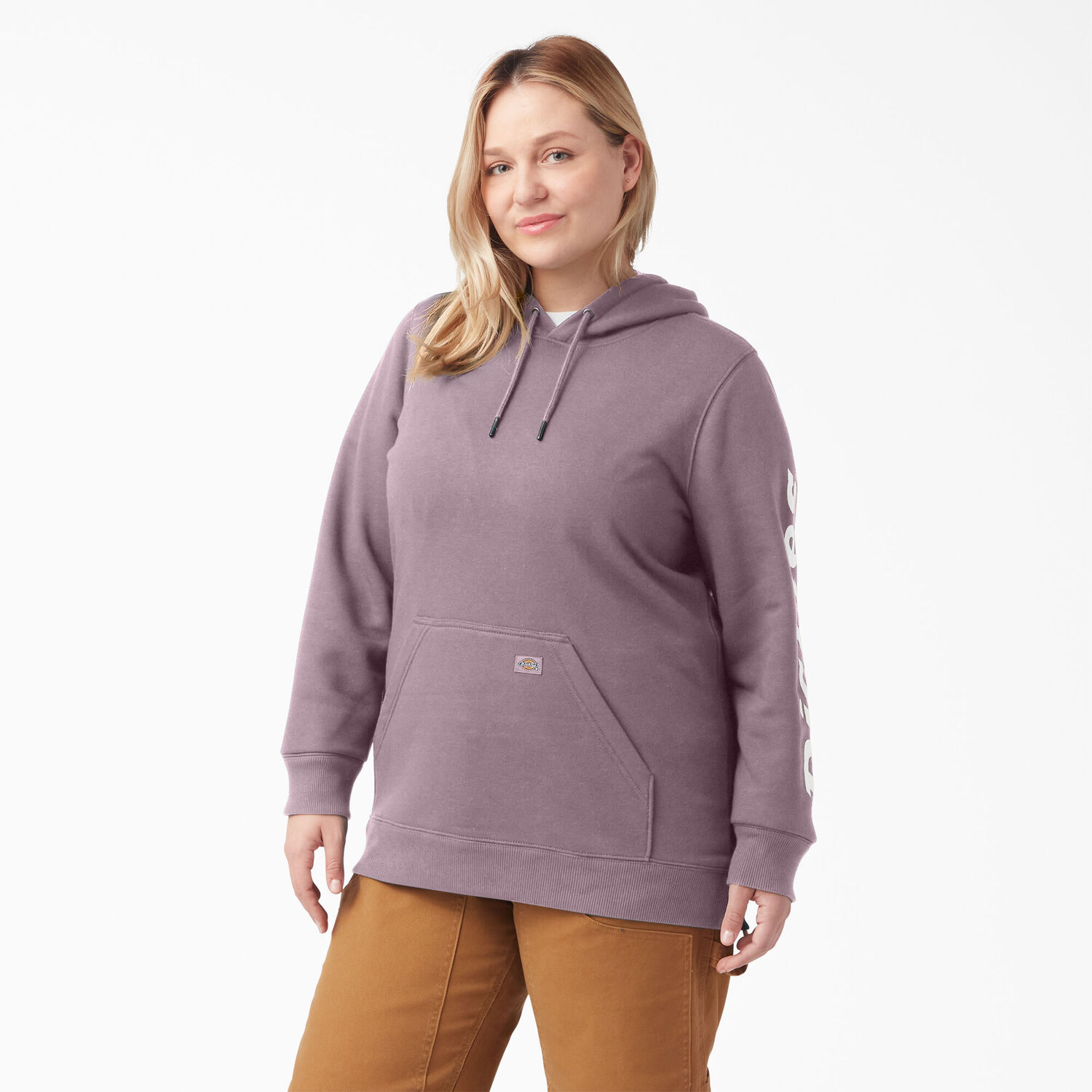 Dickies Women's Plus Water Repellent Sleeve Logo Hoodie in Lilac
