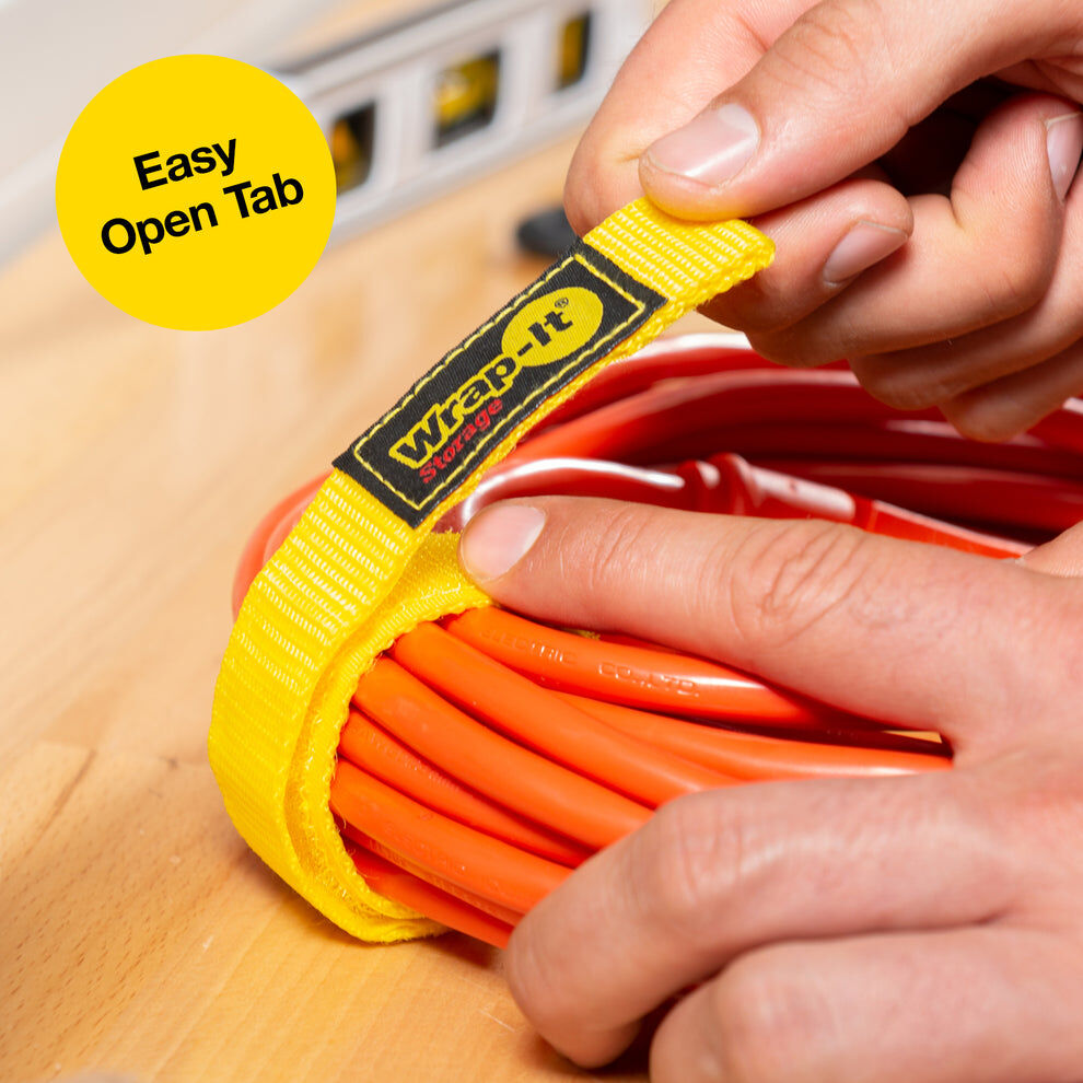 Wrap-It Quick-Straps 12-In Yellow Hook-and-Loop Strap, 3-Pk