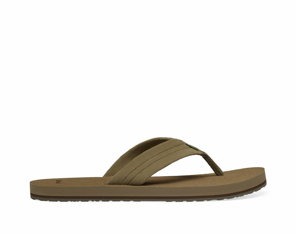 Sanuk Men's Beer Cozy Stacker Suede Sandal in Tan