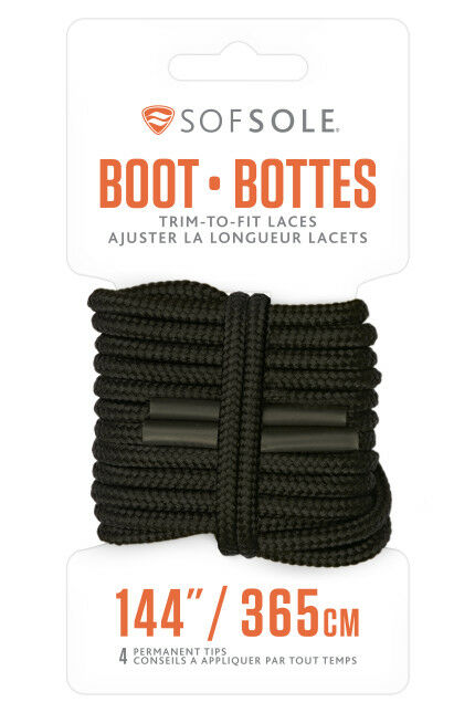 Trim-to-Fit Boot Laces in Black, 144-In