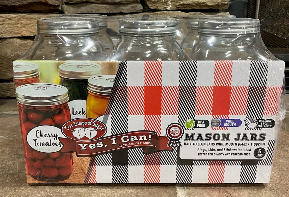 Mason Jars Wide Mouth Half Gallon, 6-Pk