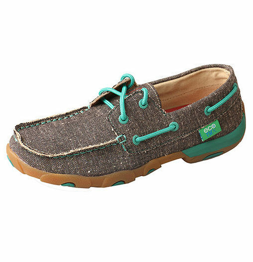 Women’s ecoTWX Boat Shoe Driving Moc with Turquoise Laces