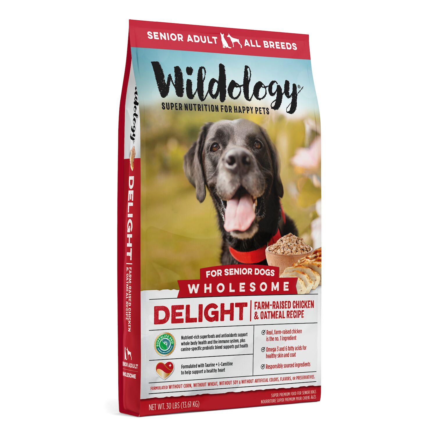 Delight Senior Chicken & Oatmeal Recipe Dry Dog Food, 30-Lb